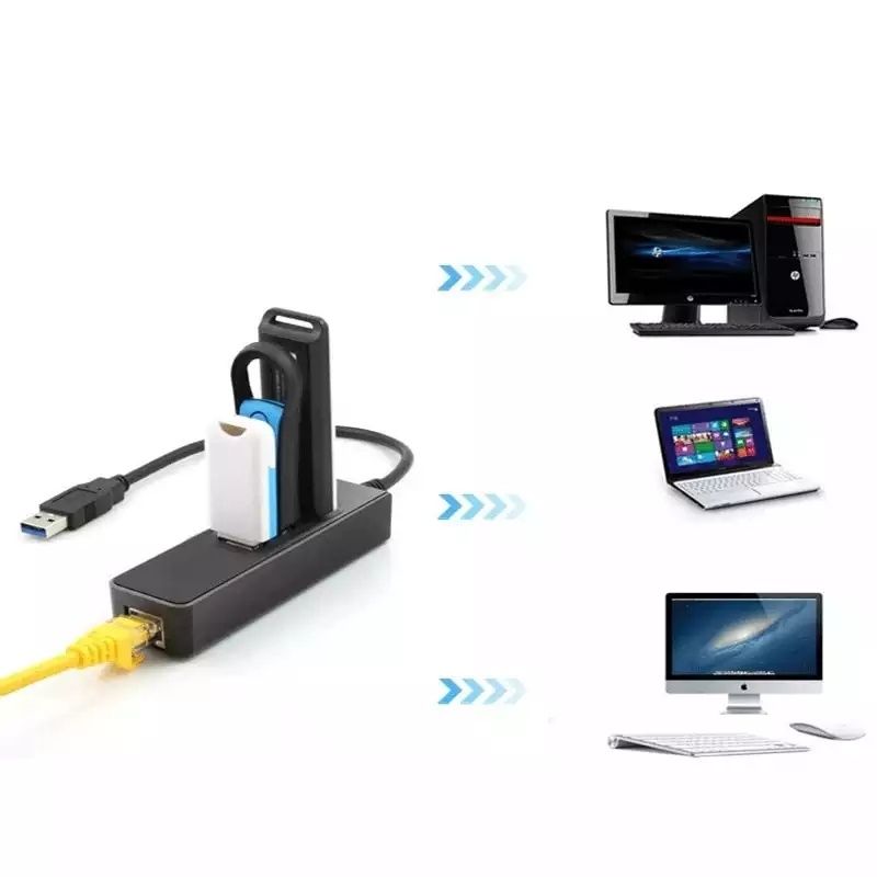 Переходник USB на LAN 1000 мб/с + HUB 3порта USB 3.0. Алматы.