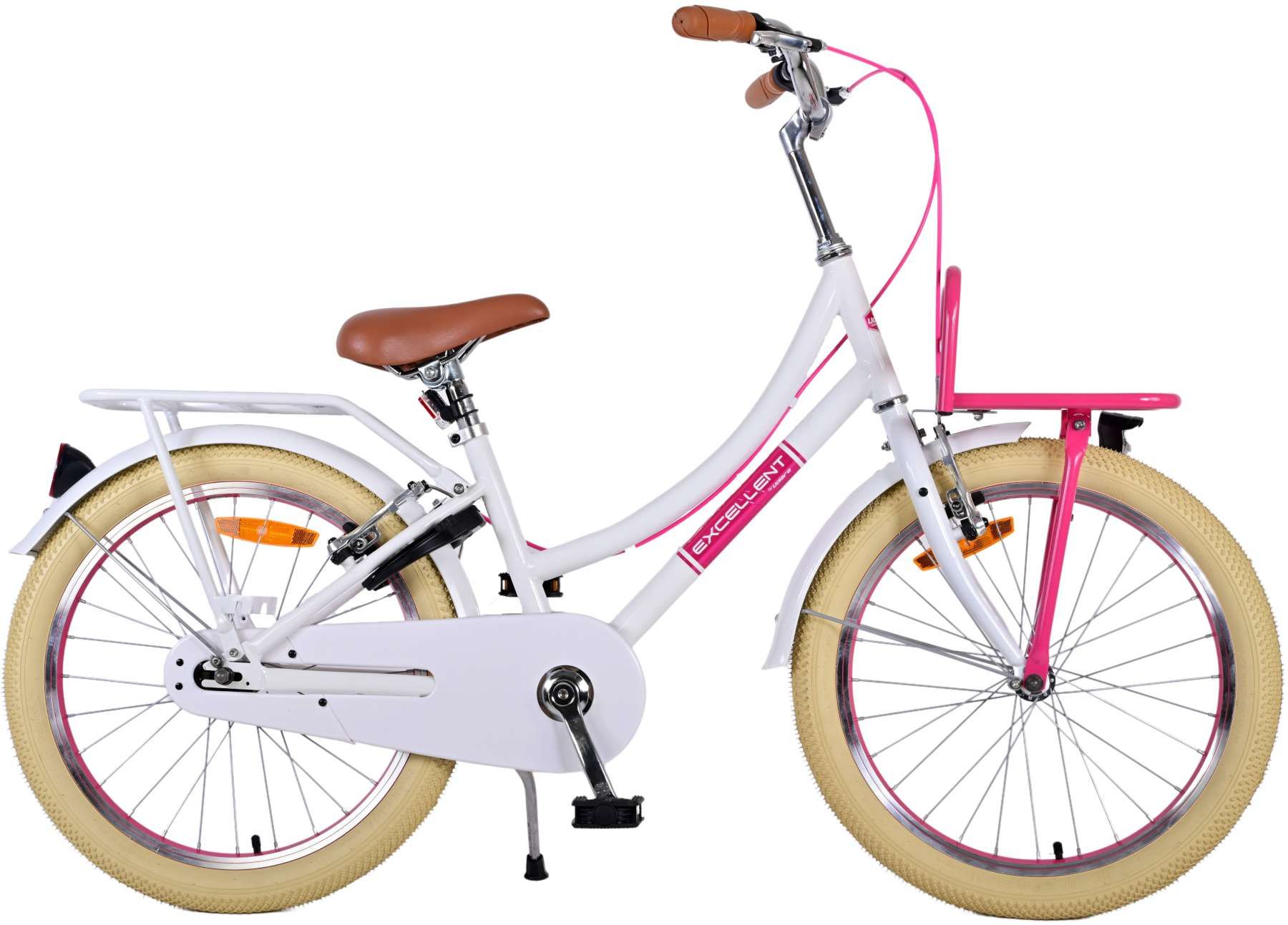 Bicicleta pentru fete Volare Excellent, 20 inch, culoare alb/roz, fran