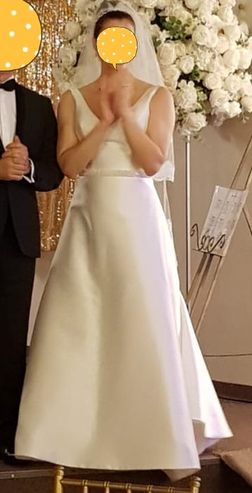 Vand Rochie mireasa tafta ivory cu trena lunga Elite Mariaj