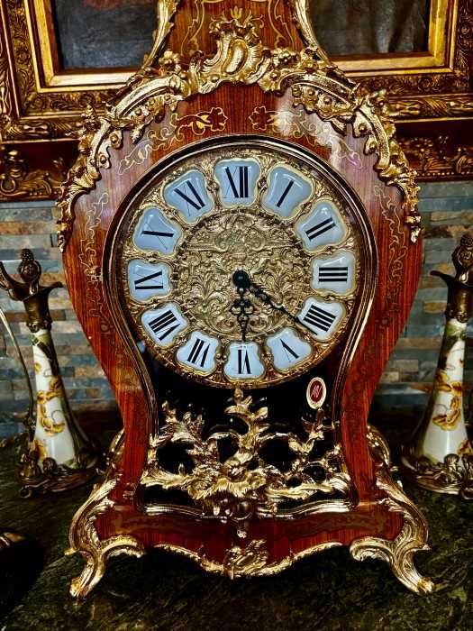Grandios ceas Ludovic al XV lea-carcasa boulle-intarsii-bronz-Franta
