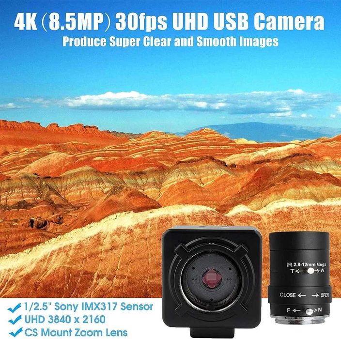 Camera web 4K cu senzor Sony 8mp 5X zoom optic pentru live streaming