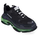 Adidasi Triple S Balenciaga negri cu perne aer verzi fosforescent