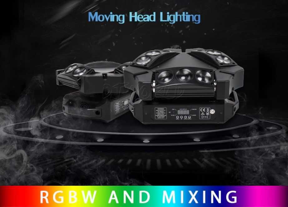Moving Head Spider 9 x 10 w Noi Sigilate 7R Lumini Dmx DJ