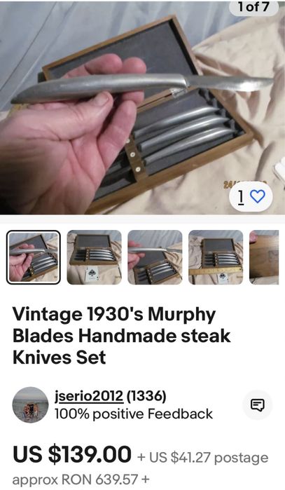 Set 4 cutite de steak Murphy forjate manual din anii 1930-1940