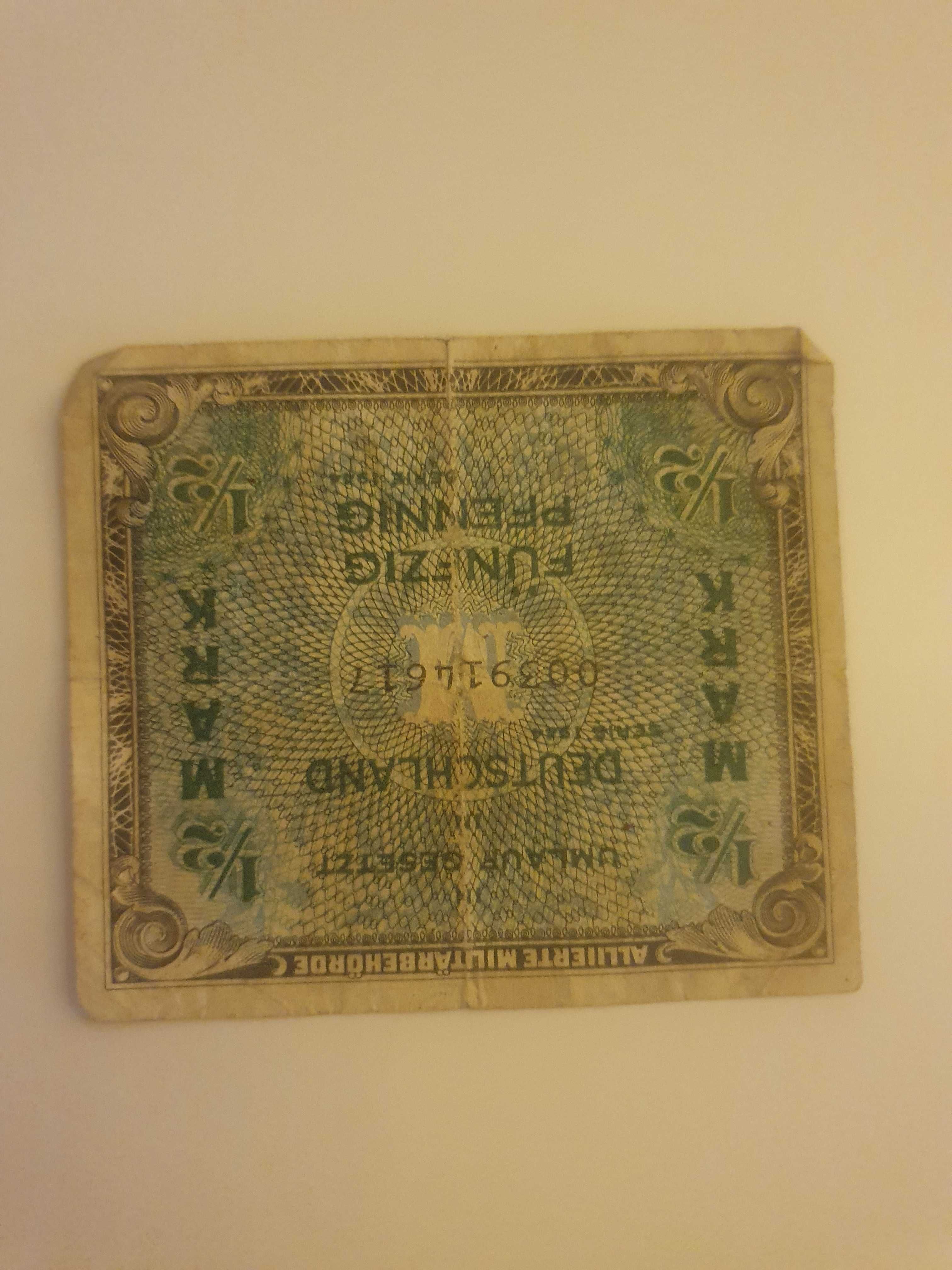 bancnota veche 500 lei si una de 50 pfennig