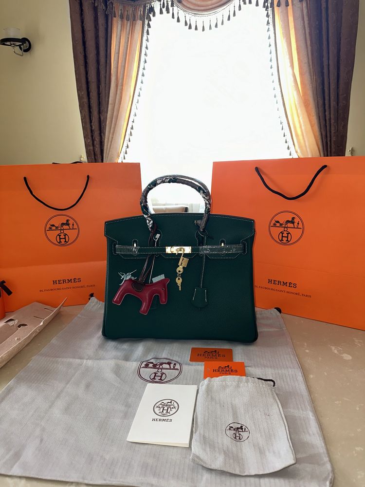 Geanta Hermes Birkin 35cm Verde Piele naturala 100%/Punga Hermes