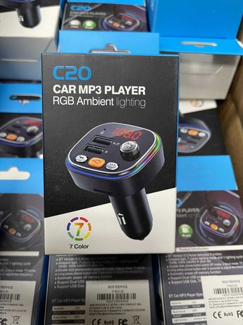 Car kit bluetooth cu lumini ambientale, modulator FM, Mp3 Player