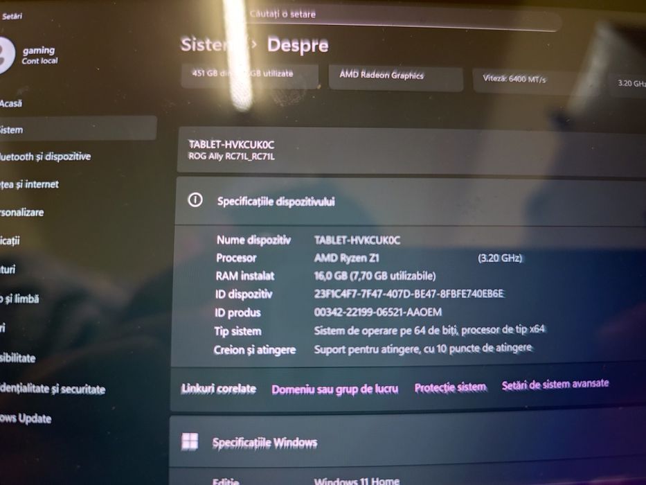 Consola Windows Asus rog ally