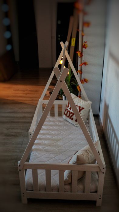 Pat copil 70x140, saltea, husa saltea, aproape nou