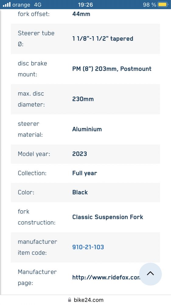 Furca Fox 36 Float Grip2Factory Optimizata E.Bike 2023