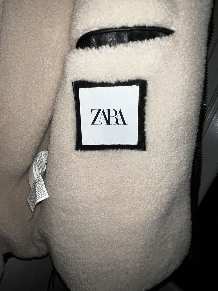 ZARA jachetă blană, black, L size