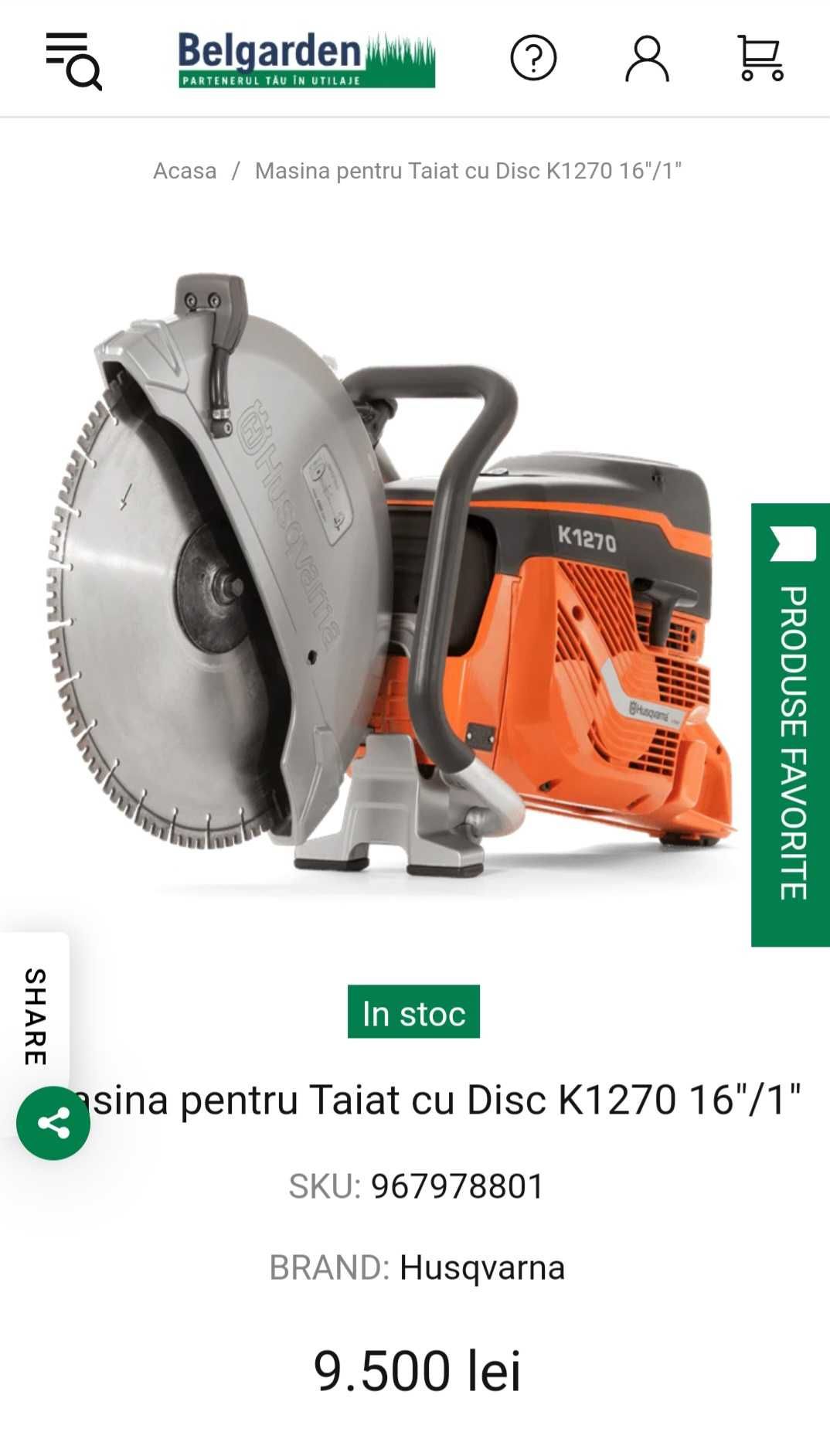 Drujba taiat beton fier Husqvarna K 1270 Rail Makita Stihl