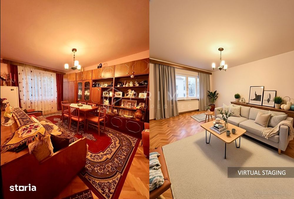 Apartament 3 camere, etaj 1/4, strada Banat, Tudor