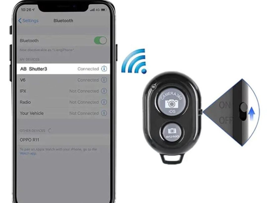 Telecomanda bluetooth pentru selfie