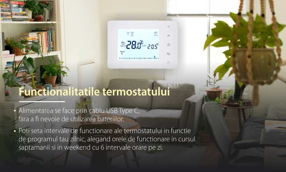 Termostat smart fara fir BEOK BOT306RF-WiFi-NR incalzire in pardoseala