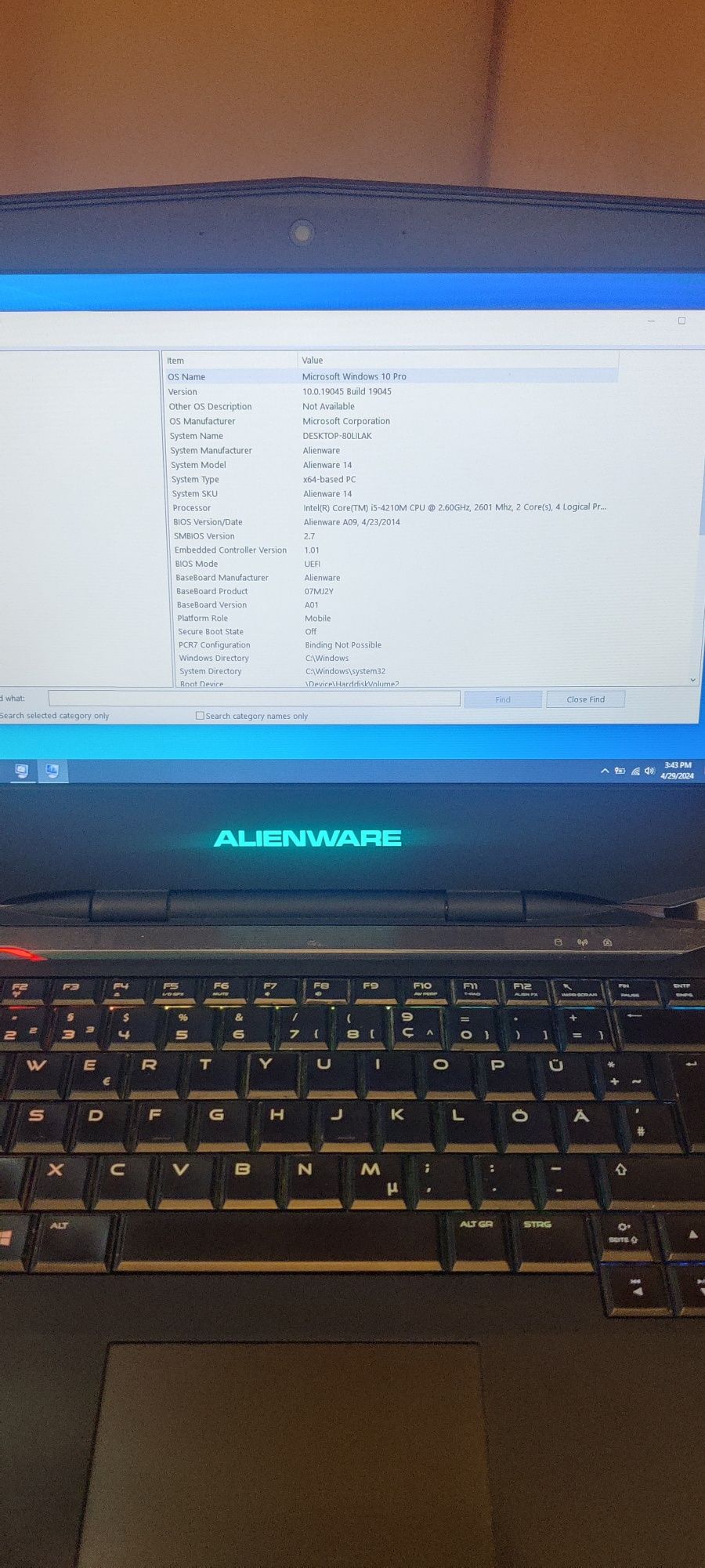 Laptop gaming Alienware 14 R3