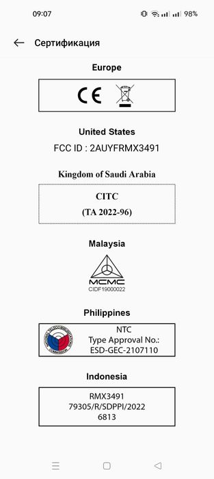 Realmi 9i  Модель-RMX3491