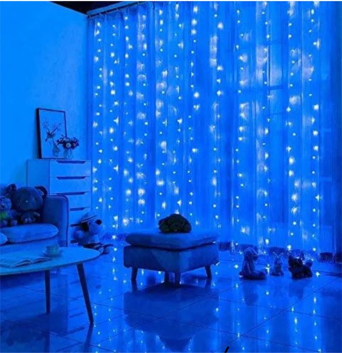 Гирлянда-штора синяя