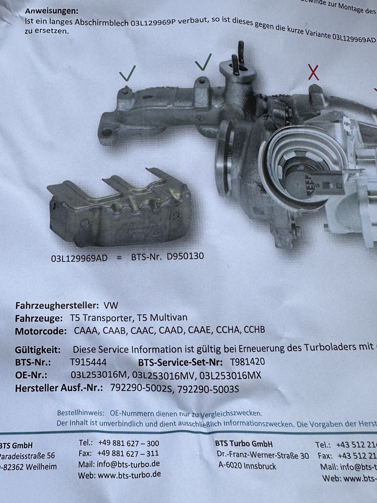 Turbina noua VW Transporter