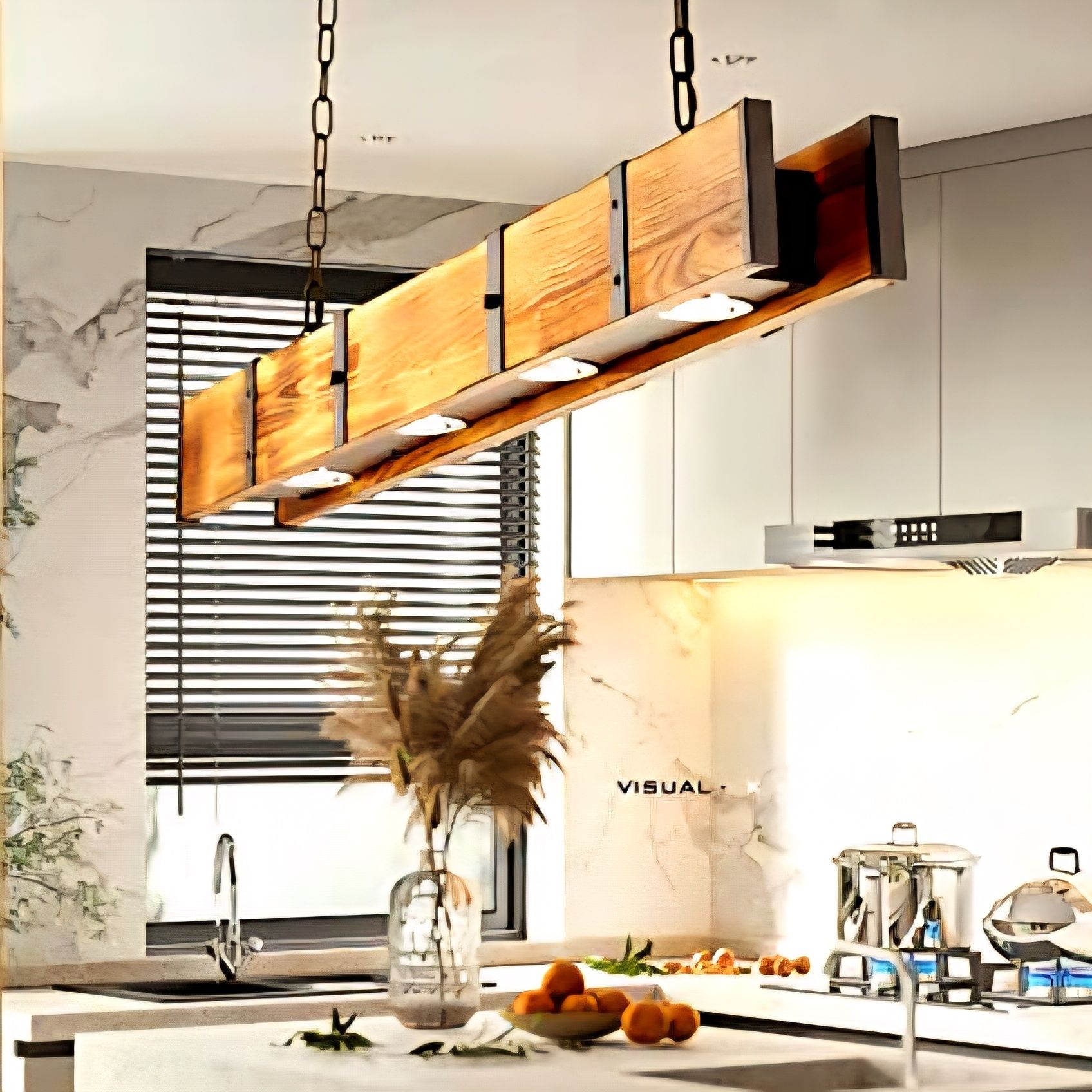 LED висяща лампа за трапезарна маса Дървен рустик 40 W