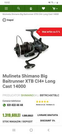 Mulinete shimano big baitrunner ci4+ xtb lc 14000.Noi