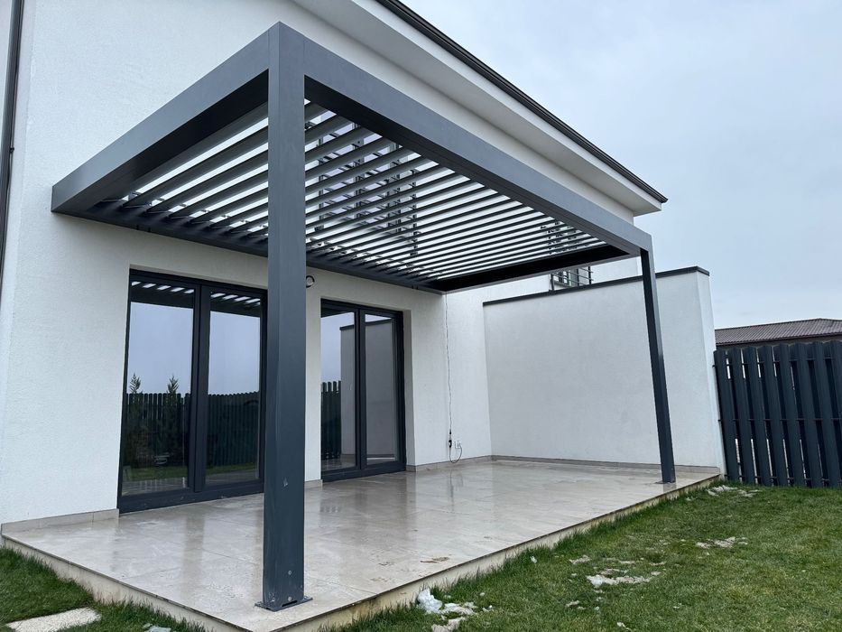 Pergole retractabile Bioclimatice cu lamele din Aluminiu.