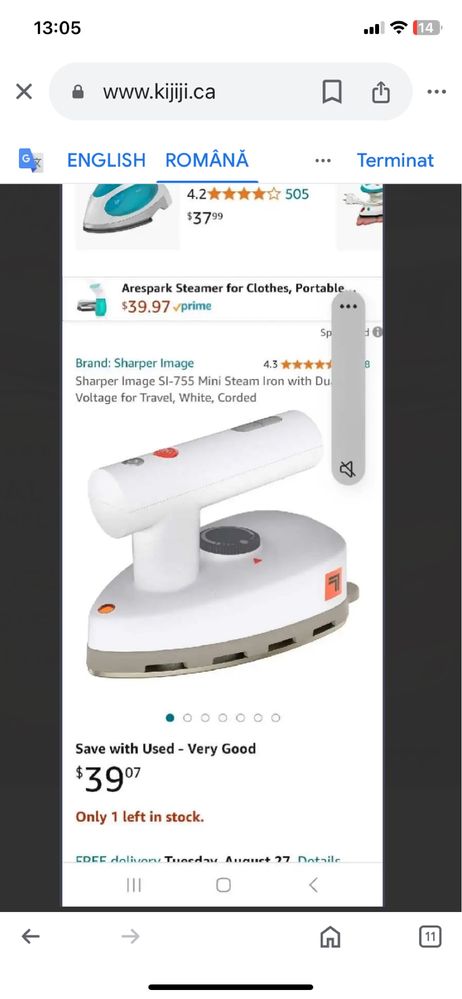Fier calcat voiaj Sharper Image SI-755 fier calcat de voiaj ca nou