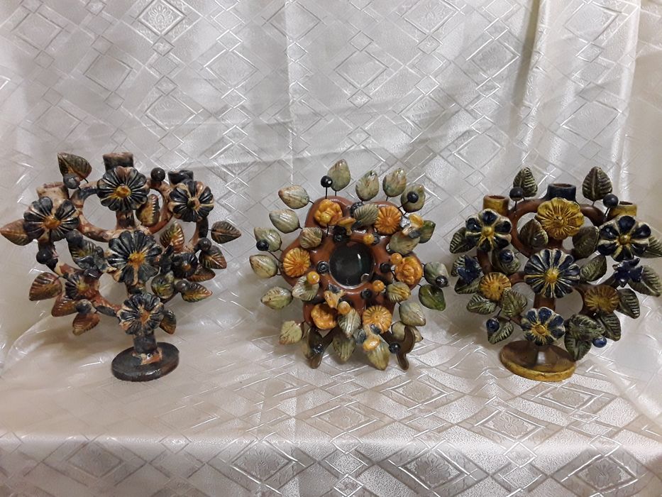 Set de 3 obiecte mexicane, arborele vietii, 2 sfesnice si o oglinda,