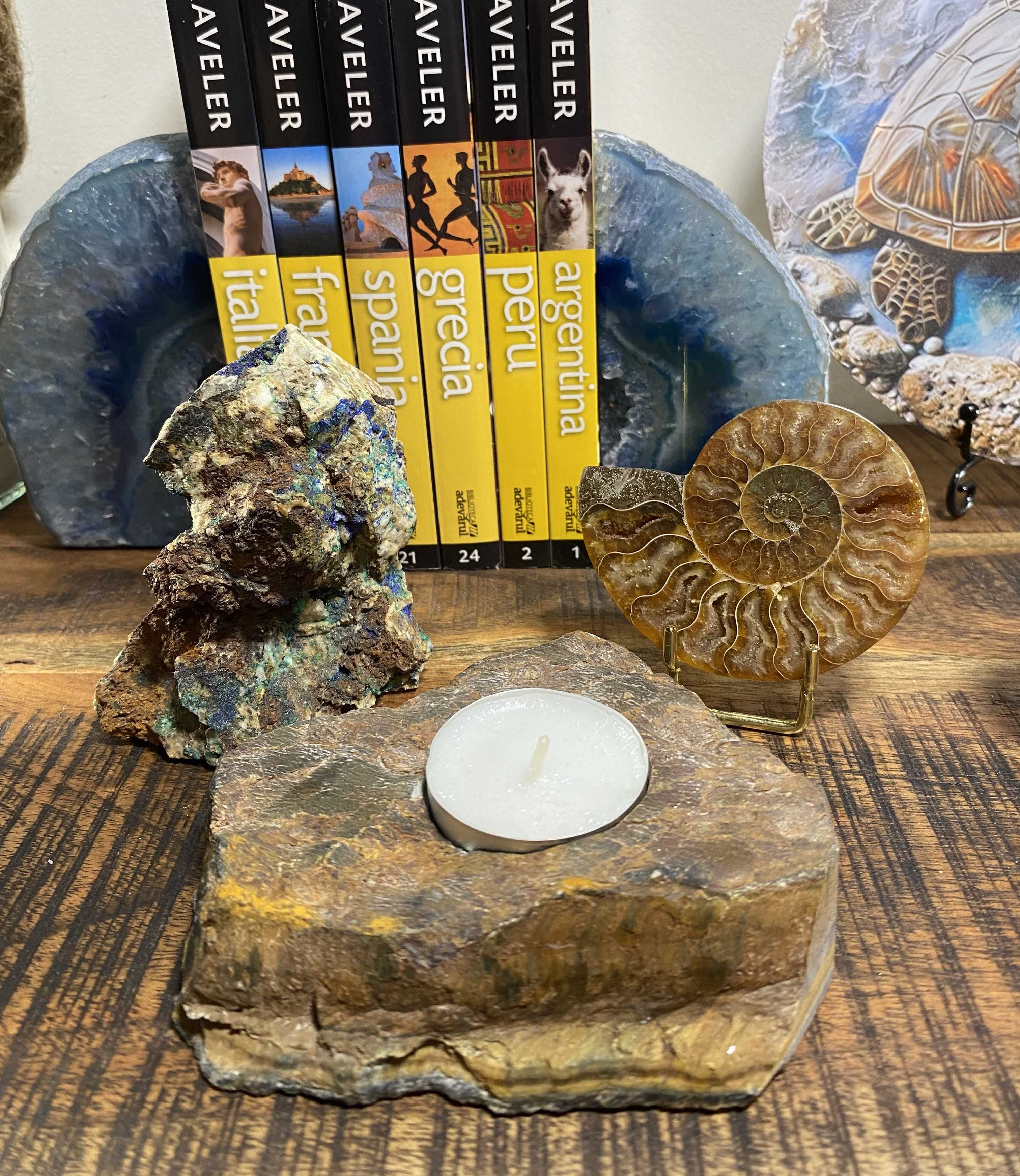 Cristale/Minerale - Azurit/Ochi de Tigru/Amonit - set decorativ