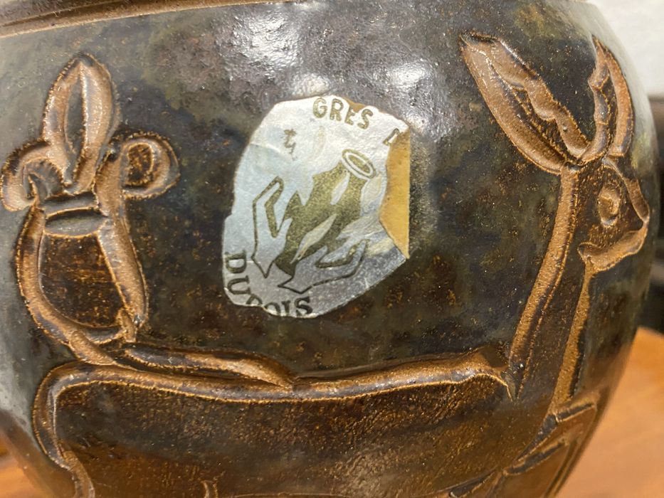 Керамична стомна Gres Dubois с глава на лъв Белгия 1950 г.