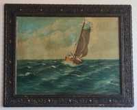 Картина,  Масло върху платно, Британско бурно море от 19-сти век!