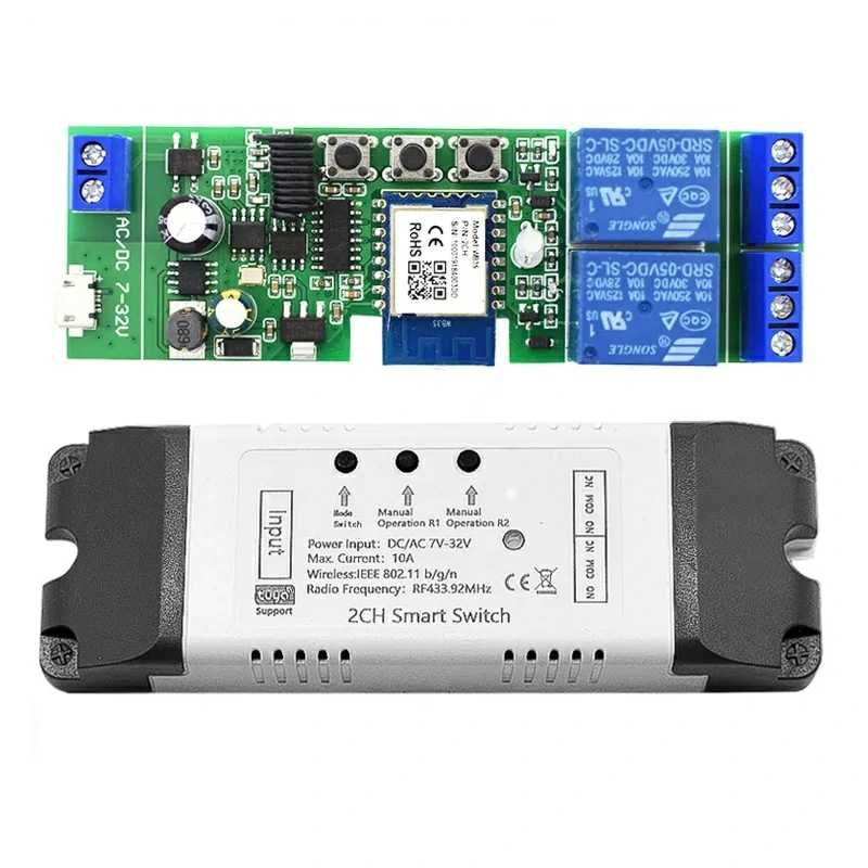 Modul releu inteligent wifi 5V 12v 24V wireless 2 canale Tuya Smart