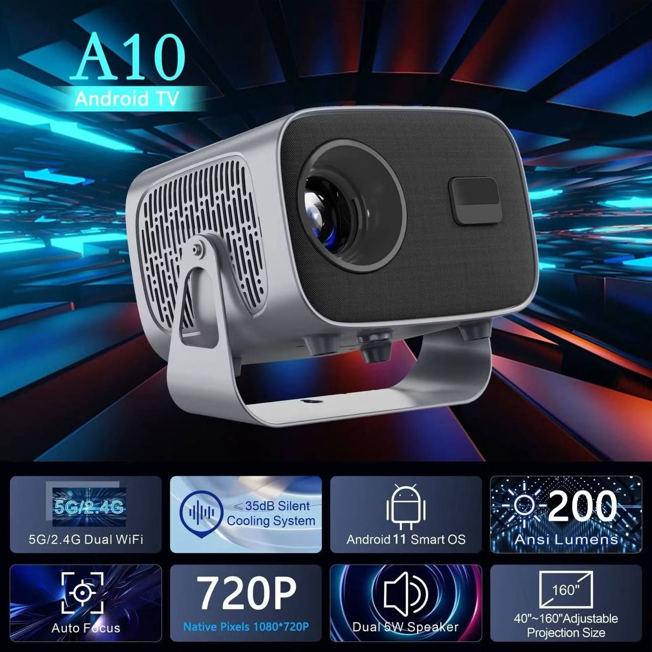 Full HD проектор A10 Wi-Fi 1080P LED 4K Android