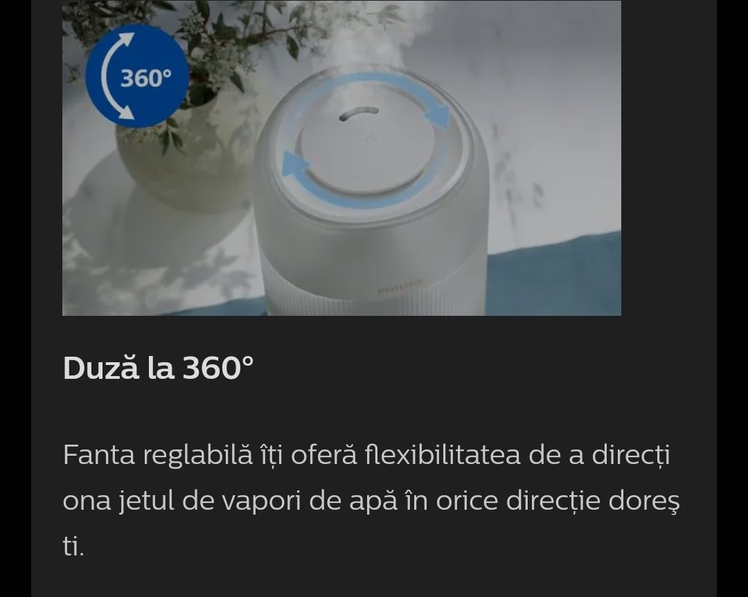 Umidificator PHILIPS HU1510/04, 3L, Wi-Fi, Mod nocturn, alb