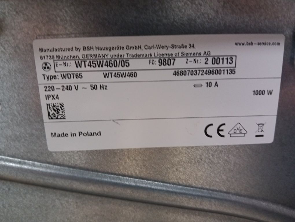 Сушилня с термопомпа Сименс Siemens IQ 500 A+++ 8кг 2 години гаранция!