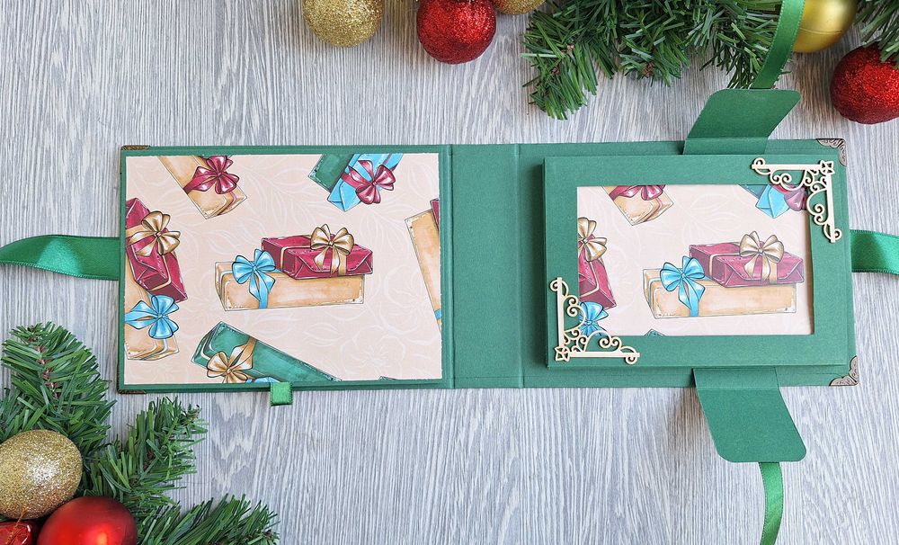 Мини скрапбук албум с коледни мотиви, ръчна изработка /57.14