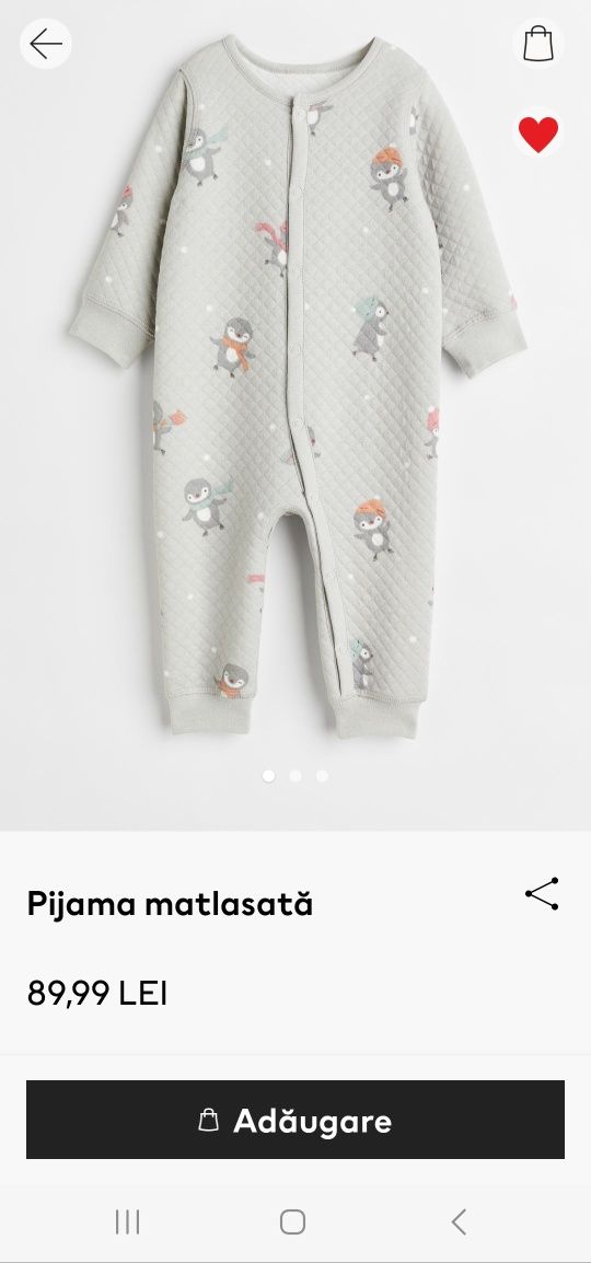 Pijama matlasata h&m