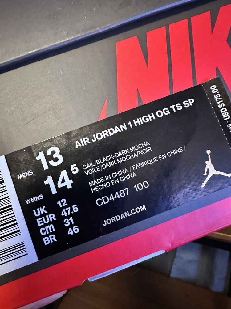 Air Jordan 1 Retro High OG SP Travis Scott Mocha, Marimea 47,5