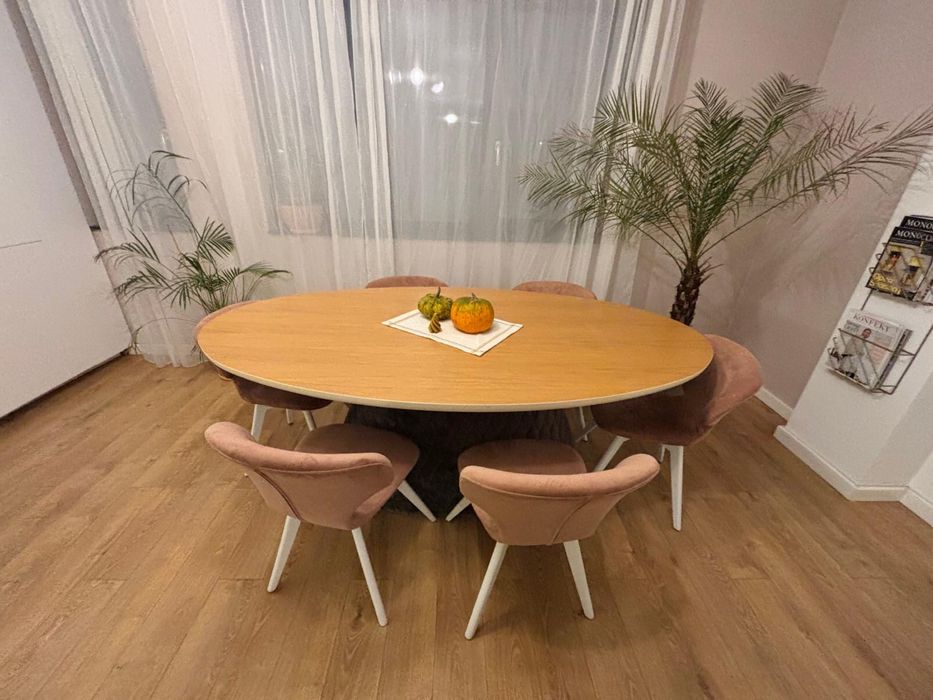 Set masă ovală modernă + 6 scaune