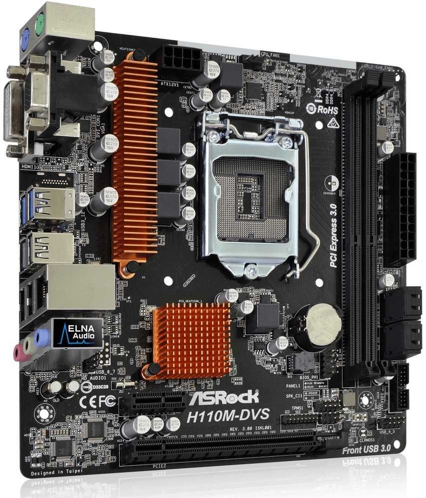 Дъно Дънна платка ASRock H110M-DVS R3.0 LGA 1151 32GB DDR4 Micro ATX