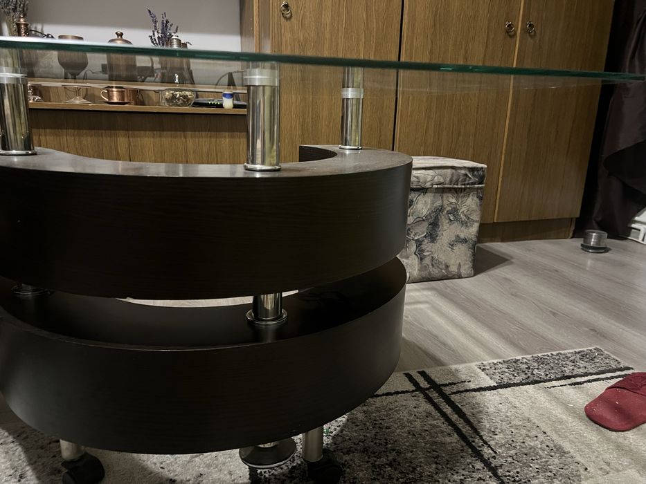 Masuta cafea cu sticla culoare wenge