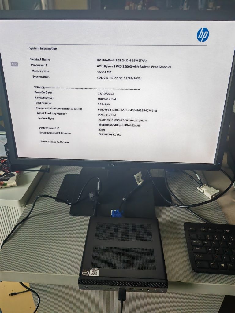 Мини PC-HP EliteDesk 705 G4 DM,AMD Ryzen 3 PRO 2200G, 16GB DDR4