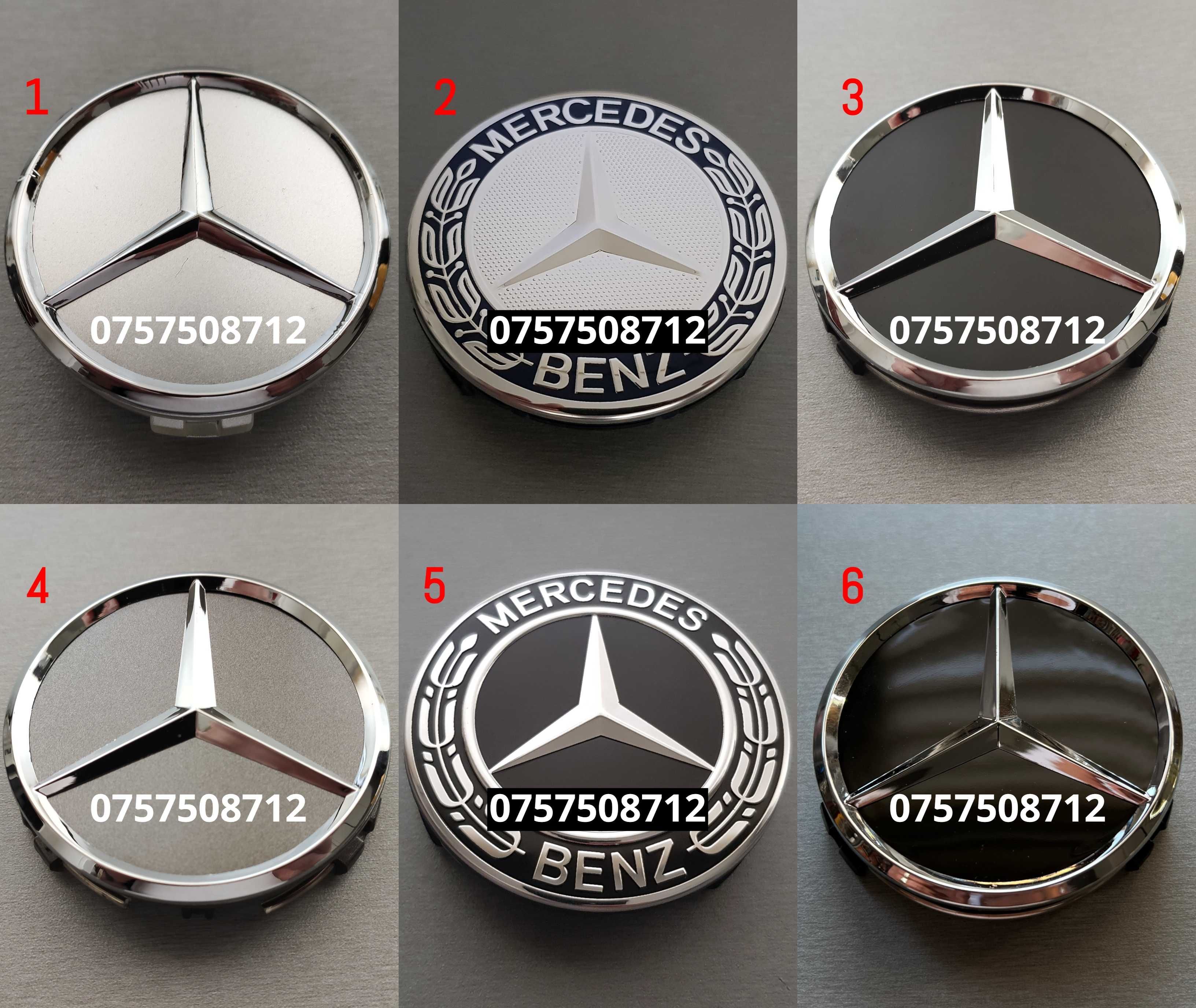 Capace Jante Aliaj MERCEDES embleme roti sigle logo 56mm 60mm 75mm