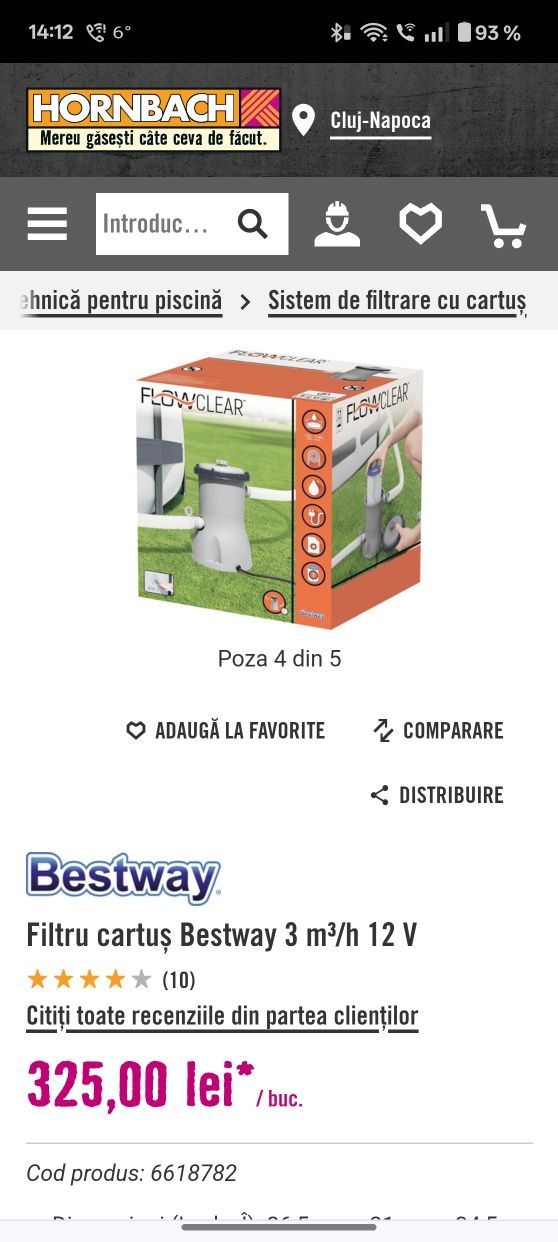Filtru piscina cu cartuș BESTWAY FLOWCLEAR filtrare curățare apa
