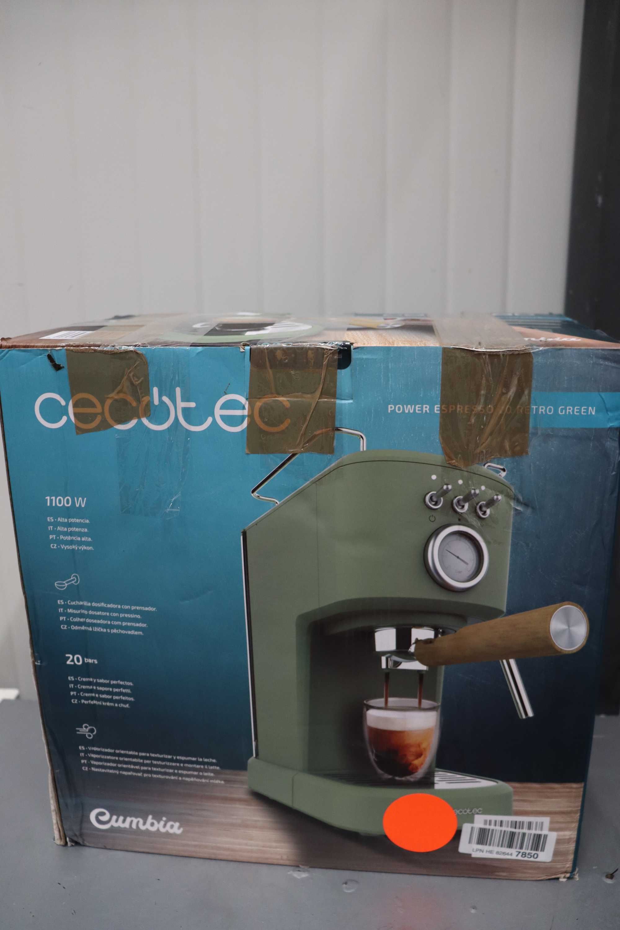 Кафемашина Cecotec Power Espresso 20 Retro Green. 1100W, 20bar