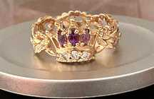 Inel din aur de 14K cu diamante și ametiste, designer