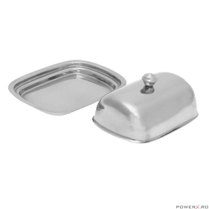Recipient pentru unt, din inox cu capac, 15,5x11,5x1cm, untiera,
