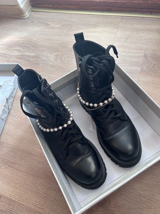 Боти естествена кожа тип кубинки