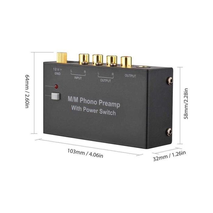 Preamplificator Phono M/M comutator alimentare,ultracompact pickup RCA