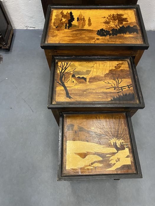 Винтидж масички маркетри 3 бр пейзажи 1940 те Западна Европа